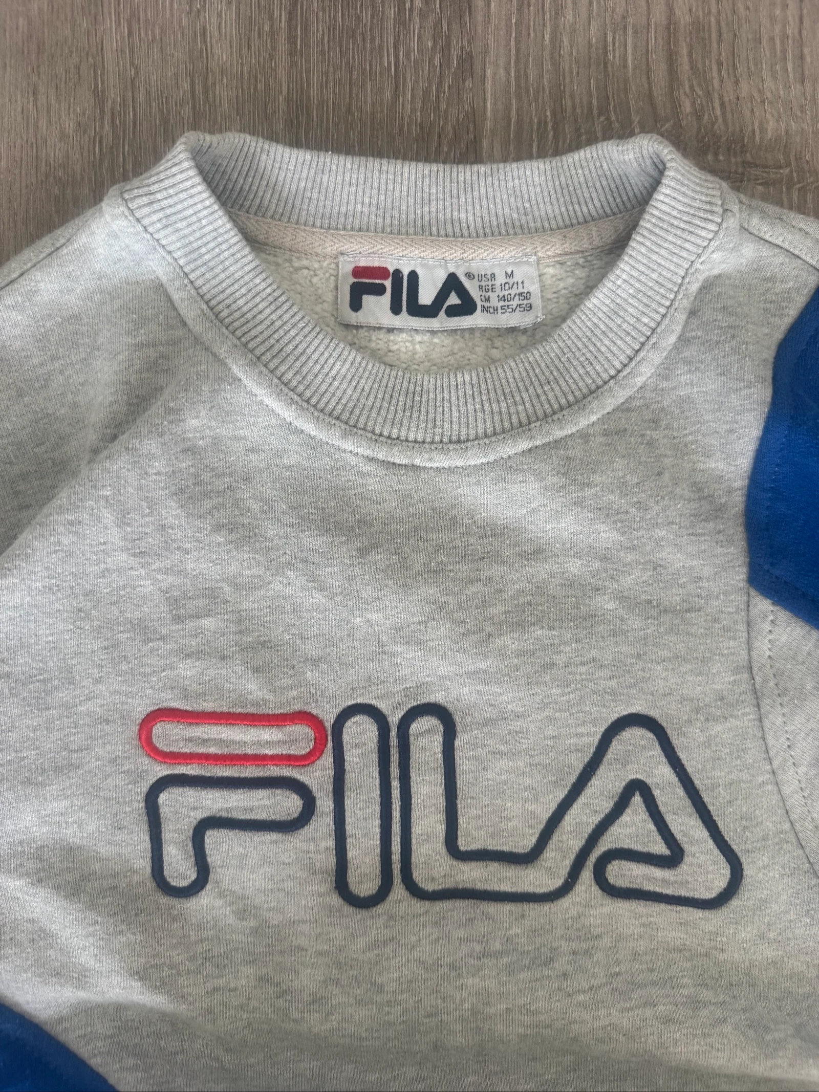 FILA Vintage Colorblock Sweatshirt M Blue Grey Crewneck 90s Streetwear Unisex – photo 6